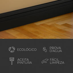Rodapé Poliestireno 10cm Frisado Preto 1m Rm Decor - 7