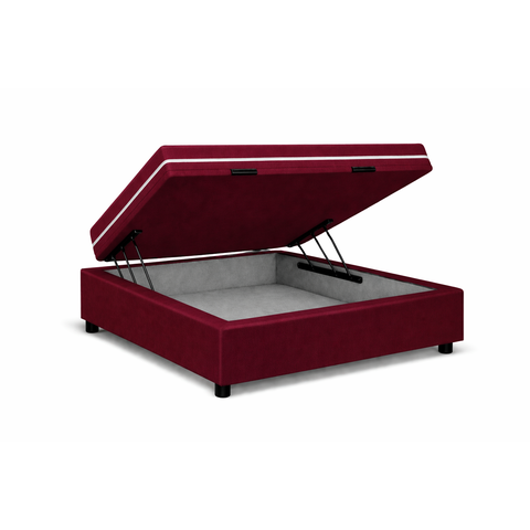 Kit Cama Box Baú Solteiro 88x188 cm + Colchão Molas Bonnel Solteiro 20 cm Vinho Suede