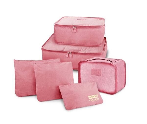 Kit Organizador de Mala 6 peças - Rosa - 1