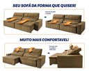 Ver imagem 4 de Sofá Retrátil Reclinável Supremo 2,10m Suede Velut Bege Molas no Assento - King House