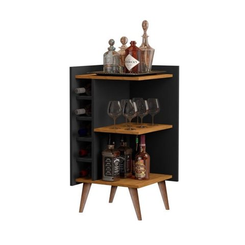 Adega De Canto Malbec cor Preto/Freijó - Comprar Moveis em Casa