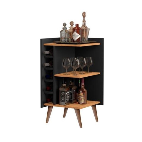 Adega de Canto Malbec Cor Preto/Nature - Comprar Moveis em Casa