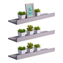 Ver imagem 1 de Kit 3 Prateleiras Porta Quadros 80 X 10cm Cinza Claro Suporte Invisível