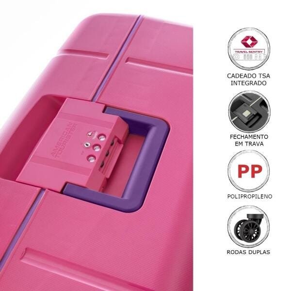 Mala de Viagem Media Polipropileno American Tourister Trigard Spinner Sem Ziper e TSA Rosa - 2