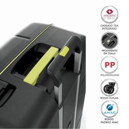 Mala de Bordo Pequena Viagem Polipropileno American Tourister Trigard Spinner Sem Ziper TSA Preta - 2