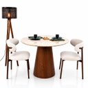 Ver imagem 2 de Mesa de Jantar Cone Redondo 80 cm Tampo Mármore Taj Mahal Base Nogueira