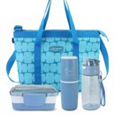 Ver imagem 1 de Conjunto de Bolsa Térmica com Pote de Marmita, Porta Escova e Pasta de Dente e Garrafa 500ml Azul