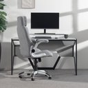 Ver imagem 2 de Cadeira de Escritório Giratória com Apoio de Braço e Regulagem de Altura Dante - Prata C/ Veludo