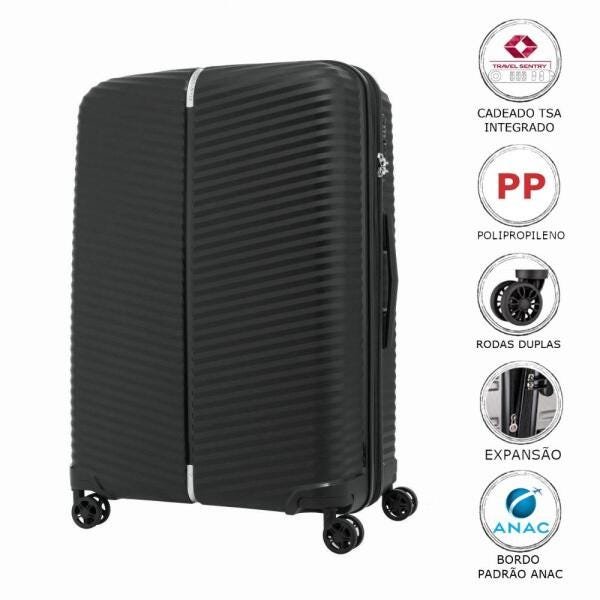 Conjunto de Malas de Viagem Expansível em Polipropileno Samsonite Varro 2 Peças P/M Cadeado Tsa Preta - 2
