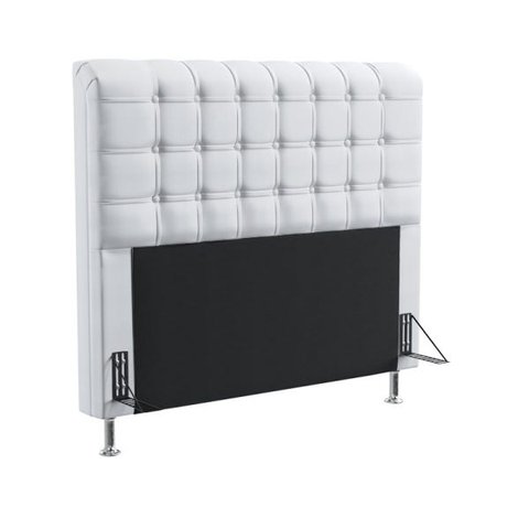 Cabeceira Dama 140 Casal Couro Artificial Branco Aradecor