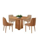 Ver imagem 2 de Sala de Jantar Mesa Selene 135cm Madeira Tampo Laminado Linho Palha/ Star Caramelo/ Imbuia Nat.
