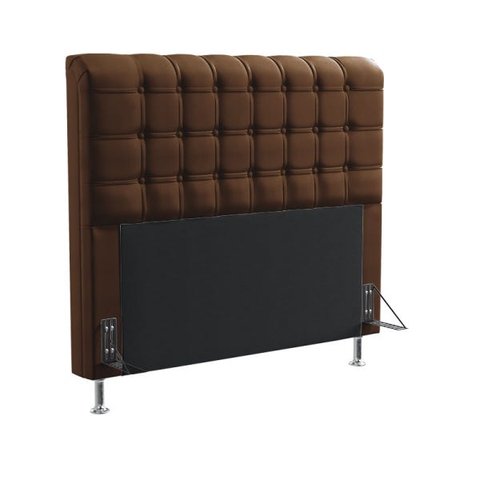 Cabeceira Dama 160 Queen Couro Artificial Marrom Aradecor