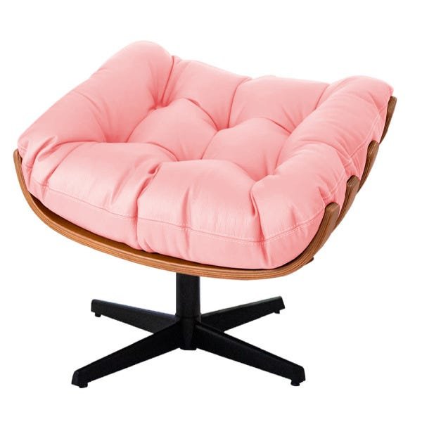 Kit 2 Poltronas com Puff Costela Base Giratória Corano Rosa Bebê - 3
