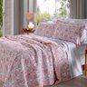 Cobre Leito Buettner Casal Jacquard Dupla Face Cenário Estampado Glenda 3 Peças Rosa - 1