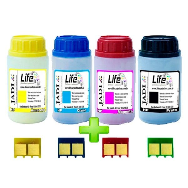 Kit 4 Refil Pó Toner + 4 Chip HP Ce320 Ce321 Ce323 Ce323 128A - CM1415 CP1525