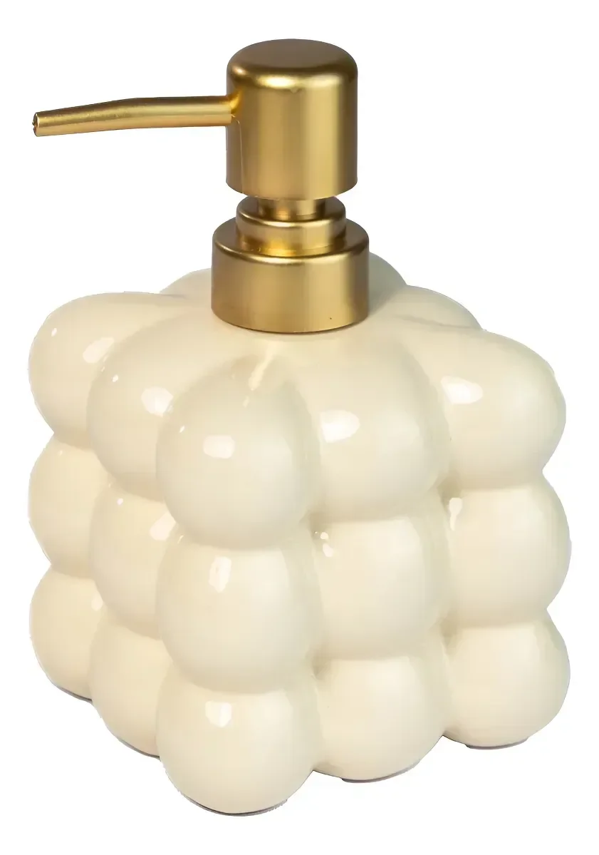 Porta Sabonete Líquido Cerâmica 420 Ml: Bege - 1