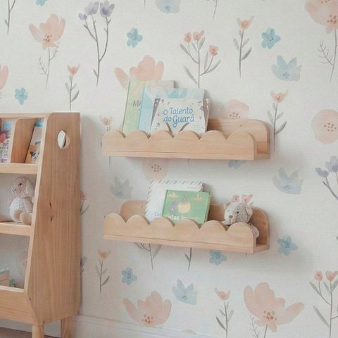 Kit 2 Prateleiras Infantil Ondinha 60cm Amêndoa