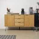 Ver imagem 3 de Balcão Buffet de Madeira Maciça com 2 Portas e 3 Gavetas Marrom Antique