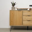 Ver imagem 4 de Balcão Buffet de Madeira Maciça com 2 Portas e 3 Gavetas Marrom Antique