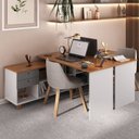 Ver imagem 5 de Kit Home Office e Escritório Completo para 2 Pessoas - 2 Peças - Escrivaninha Gold Retrô Branco/Frei