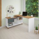 Ver mais imagens de Kit Home Office e Escritório Completo para 2 Pessoas - 2 Peças - Escrivaninha Gold Retrô Branco/Frei