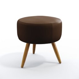 Puff Estofado Decorativo Solar para Sala de Estar Couro Artificial Marrom Aradecor - 1