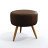Puff Estofado Decorativo Solar para Sala de Estar Couro Artificial Marrom Aradecor - 1