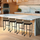 Ver imagem 6 de Kit 4 Banquetas Quadrada Junco Cappuccino para Balcão Ilha Cozinha Área Gourmet Bancada Piscina Bar