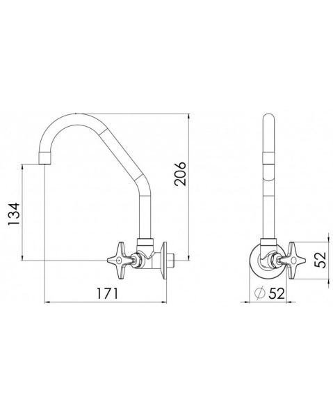 Torneira Cozinha Metal Bica Móvel Parede C23 ESTEVES - 2