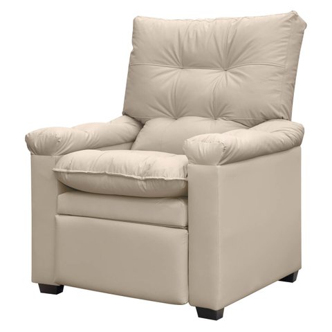 Poltrona do Papai Reclinável Imperador Couro Facto Bege - Sofa Store