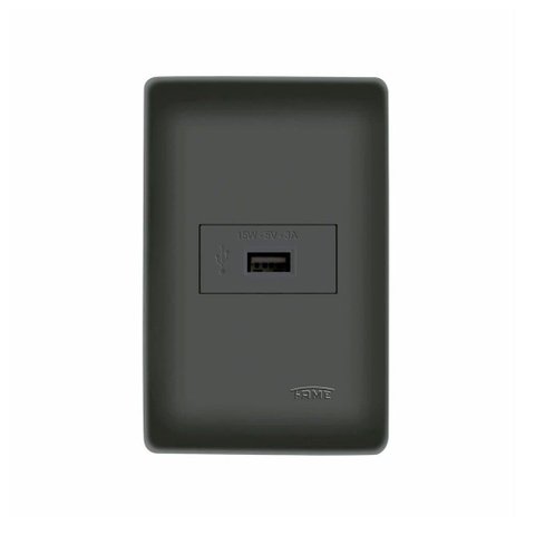Tomada Usb Fame Habitat Black 15w com Placa 4x2 Preta
