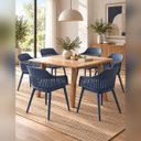 Ver imagem 4 de Kit 6 Cadeira Marcela com Braços para Sala de Jantar Cozinha Área Gourmet - Azul