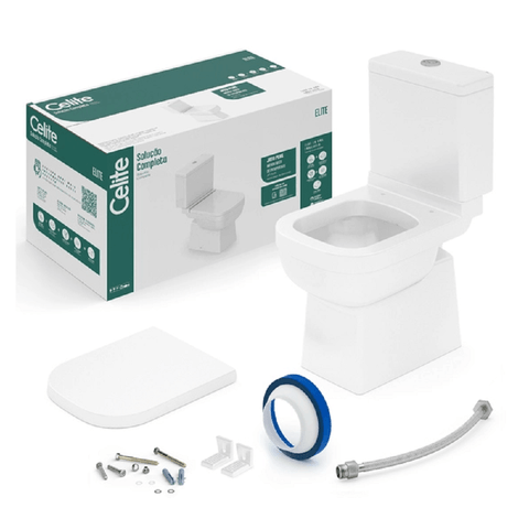 Kit Vaso Sanitário Celite Elite com Caixa Acoplada e Acessórios Branco 1747230010300
