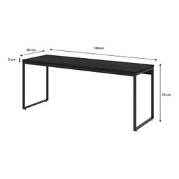 Escrivaninha Mesa Escritório Home Office 1,80x0,60 Dynamica Preto Ônix - 8