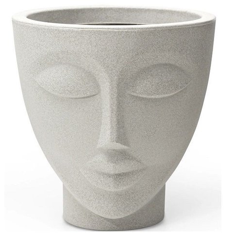 Vaso Decorativo Plantas Face Rosto Mulher 17cm Cimento Nutriplan