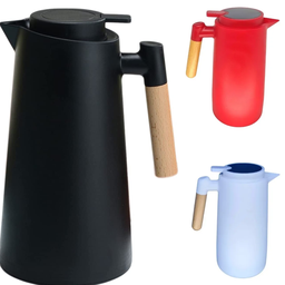 Garrafa de Café 1 Litro Cabo Madeira Com Isolamento Térmico:Branco - 8