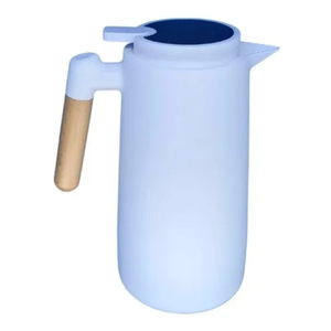 Garrafa de Café 1 Litro Cabo Madeira Com Isolamento Térmico:Branco