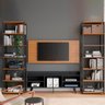 Kit Sala de TV Modular Estante Rack Painel Estilo Industrial MDP Carvalho Cinza - PRIME - 1
