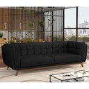 Ver imagem 2 de Sofá Living Decorativo 3 Lugares 240cm Bellart M22 Sintético Preto - Mpozenato