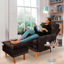 Ver imagem 1 de Poltrona Para Leitura Reclinável Com Puff Veludo Marrom Veneza Boutique Konforto