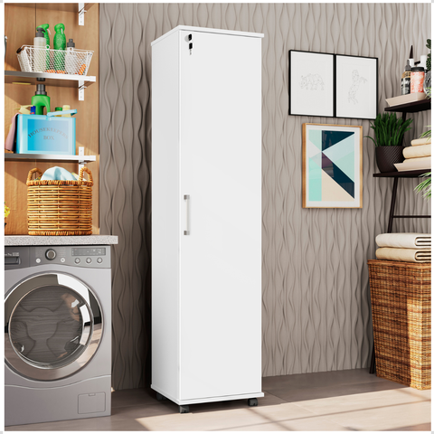 Armário Multiuso Lavanderia Stella 1 Porta com Chave Branco