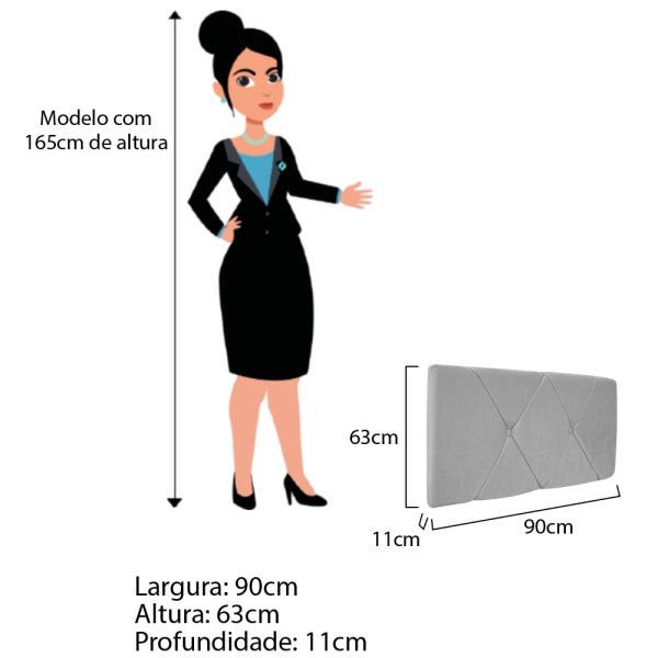 Cabeceira Suspensa Córdoba 90 cm Solteiro Linho Cinza - ADJ Decor - 3