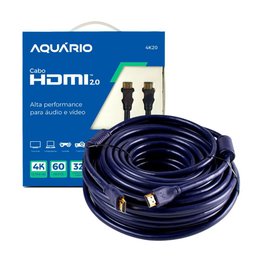 Cabo Hdmi Aquario 2.0 4K 3D 19 Pinos 20 Metros - 4K20 - 1 Cabo Hdmi Aquario 2.0 4K 3D 19 Pinos 20 Metros - 4K20 - 1