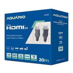 Cabo Hdmi Aquario 2.0 4K 3D 19 Pinos 20 Metros - 4K20 - 3 Cabo Hdmi Aquario 2.0 4K 3D 19 Pinos 20 Metros - 4K20 - 3