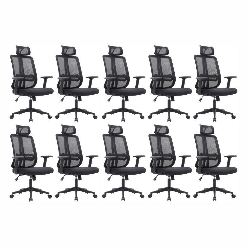 Cadeira Escritório Presidente King em Tela - Preta:10 Cadeiras