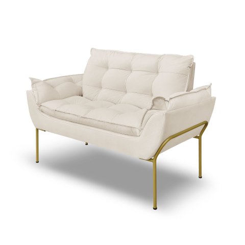 Namoradeira Luxo Recepção 12 Cores - Base Ferro Dourado - Bege