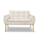 Ver imagem 3 de Namoradeira Luxo Recepção 12 Cores - Base Ferro Dourado - Bege