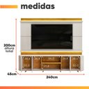 Ver imagem 4 de Estante Home para Tv até 75 Polegadas 2,40m Led 4 Portas Londres