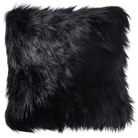 Capa Almofada Premium Pelúcia Pelo Alto 40x40cm: Preto