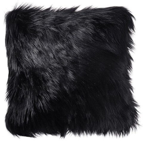 Capa Almofada Premium Pelúcia Pelo Alto 40x40cm: Preto